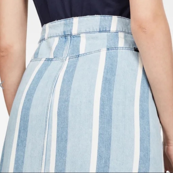 G Raw blue Stripe Denim distress Wrap Mini Skirt 27 asymmetrical medium - Picture 7 of 12